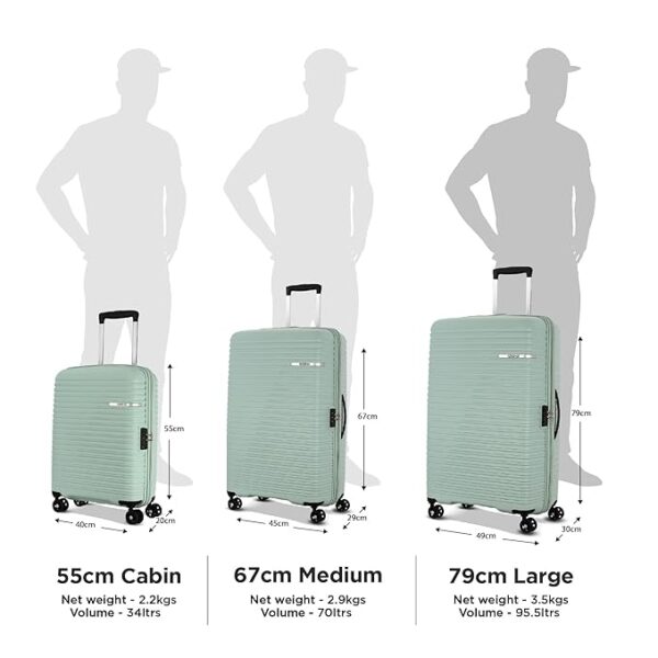 American Tourister Liftoff 79 CM Large Check-in Polypropylene (PP) Hard 8 Wheels Spinner Luggage/Suitcase/Trolley Bag for Travel (Sea Blue) - Image 2